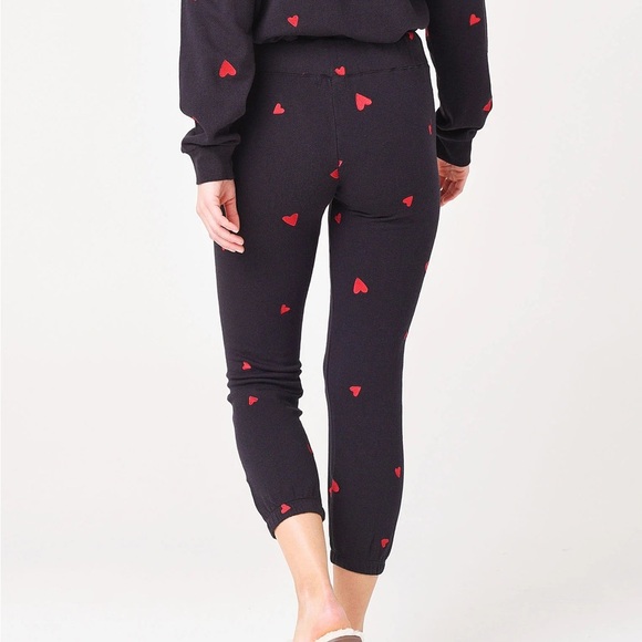 Monrow Embroidered Heart Vintage Sweatpant Sz M Cotton Super Soft Joggers - Picture 2 of 9